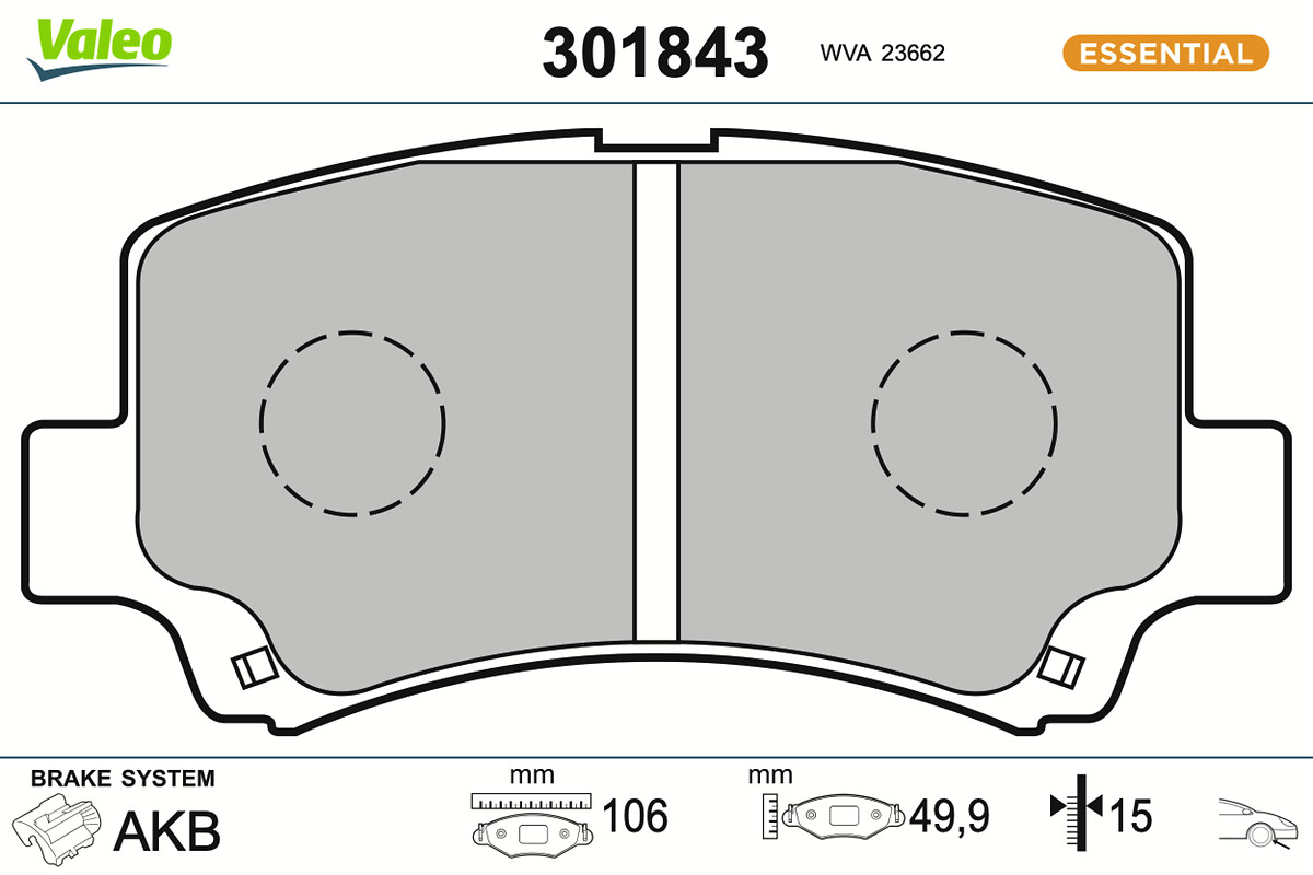 Jogo de 4 pastilhas de travão VALEO ref. 301843